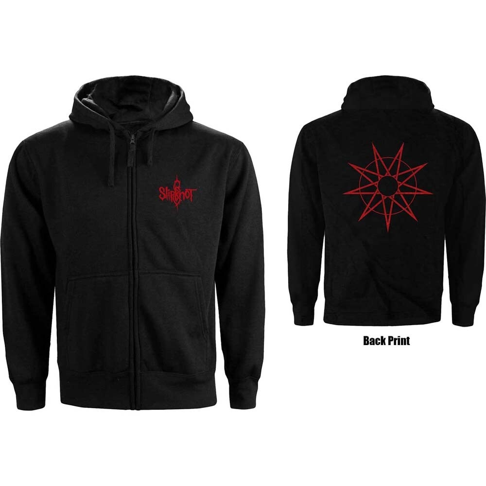 Slipknot Unisex Zipped Hoodie: 9 Point Star (Back Print) (Medium)