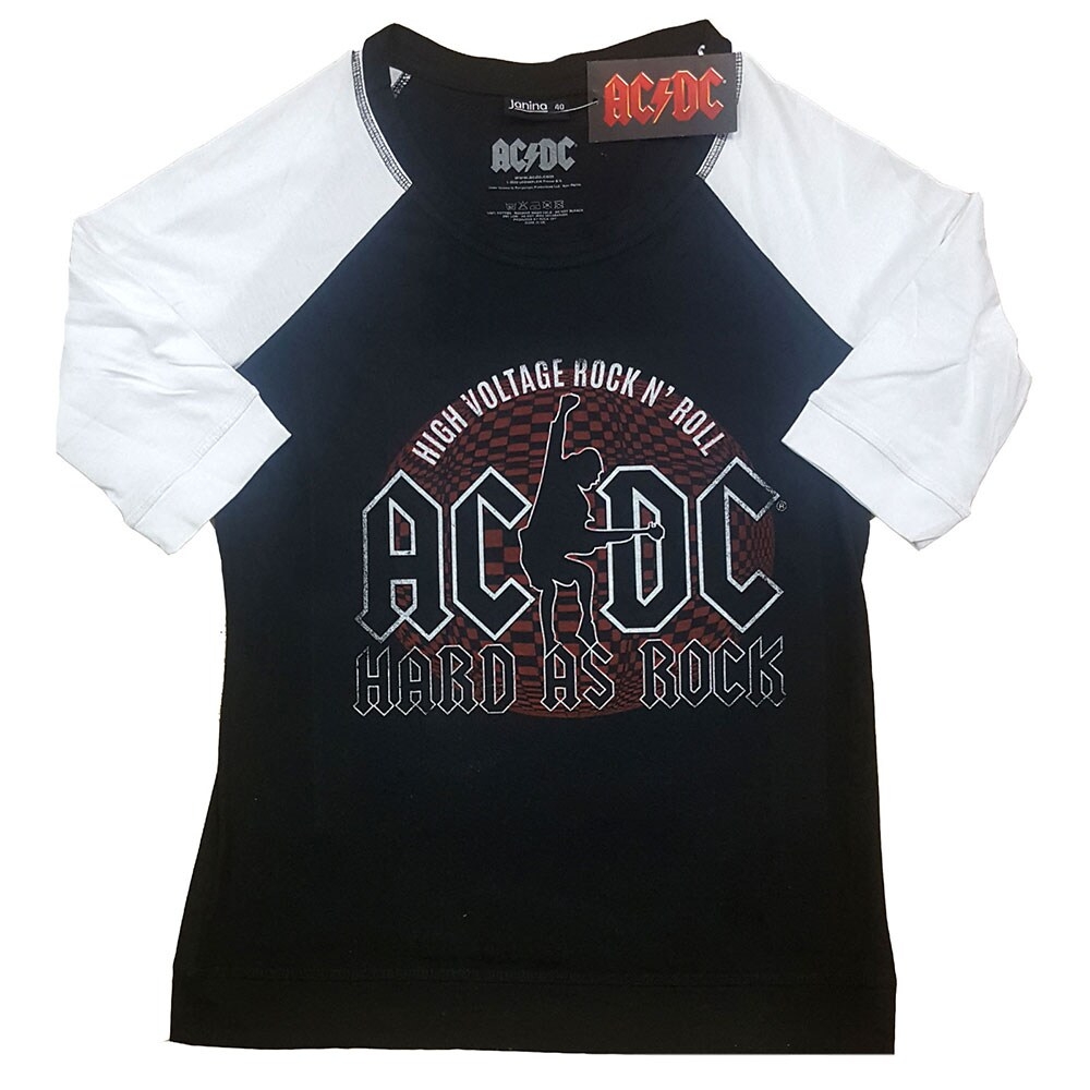 AC/DC Ladies Raglan T-Shirt: Hard As Rock (XXX-Large)