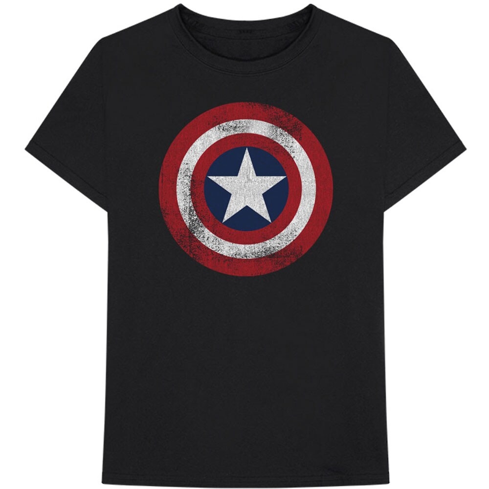 Marvel Comics Unisex T-Shirt: Captain America Distressed Shield (Small)