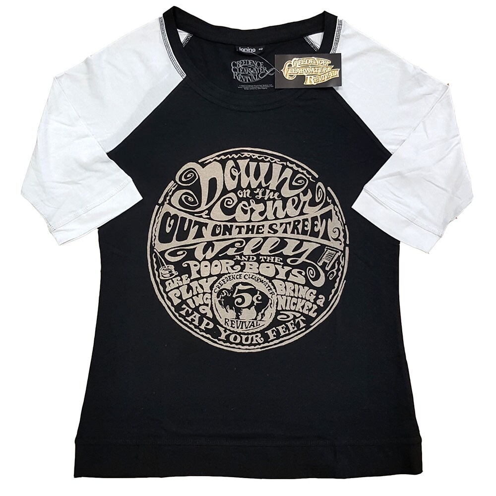 Creedence Clearwater Revival Ladies Raglan T-Shirt: Down On The Corner (Small)
