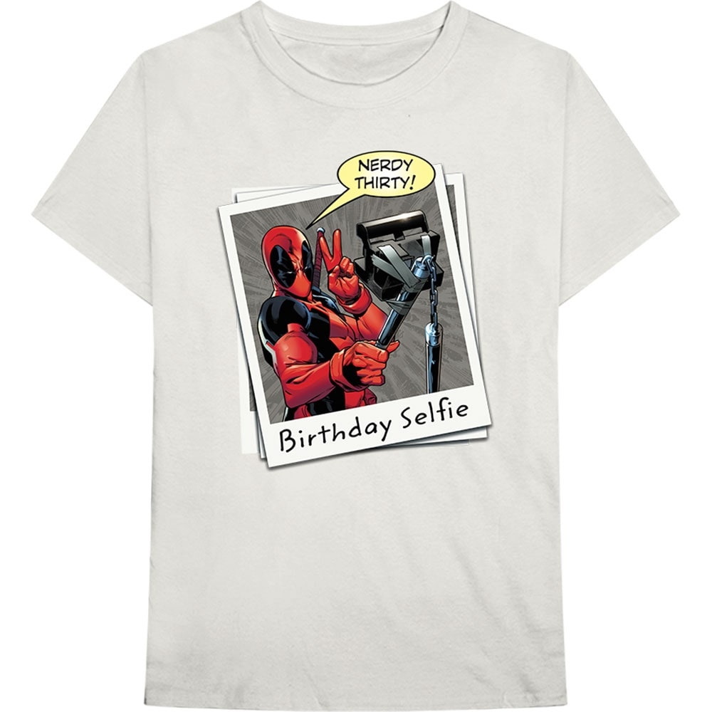 Marvel Comics Unisex T-Shirt: Deadpool Birthday Selfie (Medium)