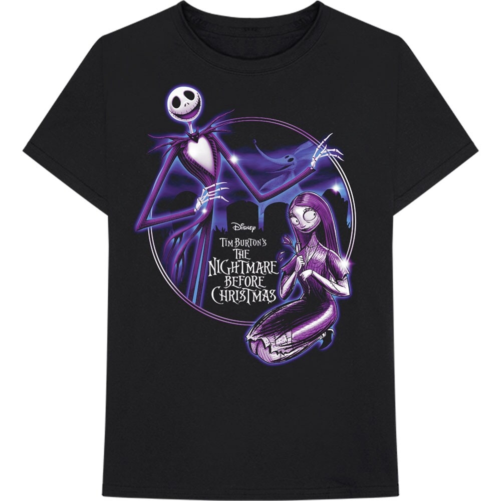 Disney Unisex T-Shirt: The Nightmare Before Christmas Purple Graveyard (X-Large)