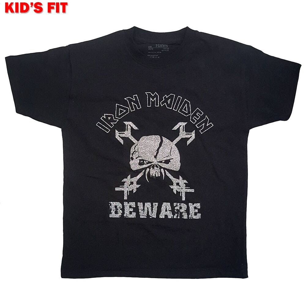 Iron Maiden Kids T-Shirt: Beware (Glitter Print) (5-6 Years)