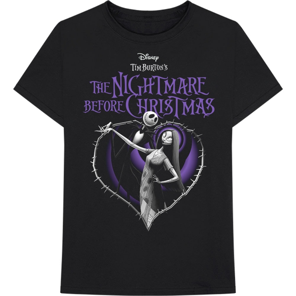 Disney Unisex T-Shirt: The Nightmare Before Christmas Purple Heart (Medium)