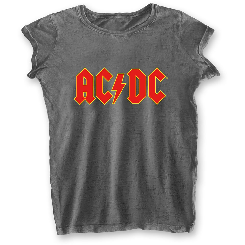 AC/DC Ladies Burn Out T-Shirt: Logo (Large)
