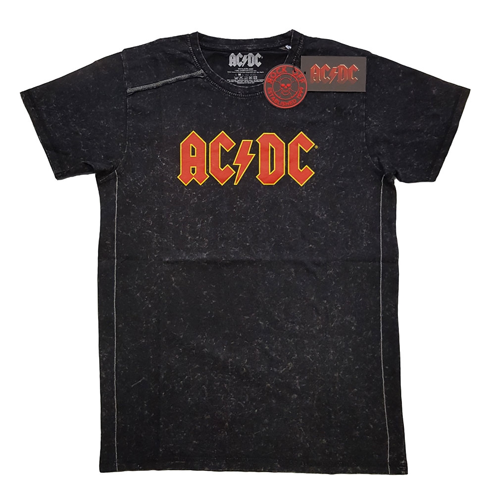 AC/DC Unisex Snow Wash T-Shirt: Logo (Small)