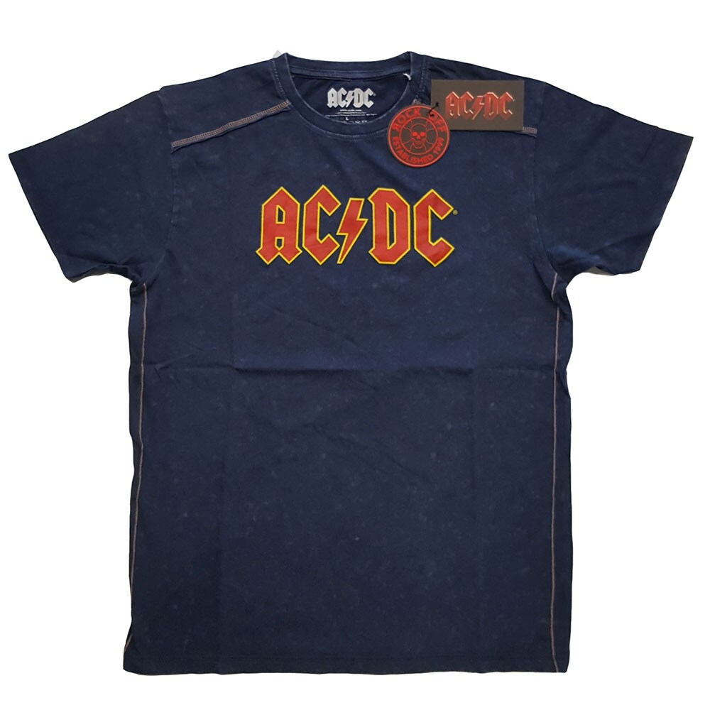 AC/DC Unisex Snow Wash T-Shirt: Logo (Large)