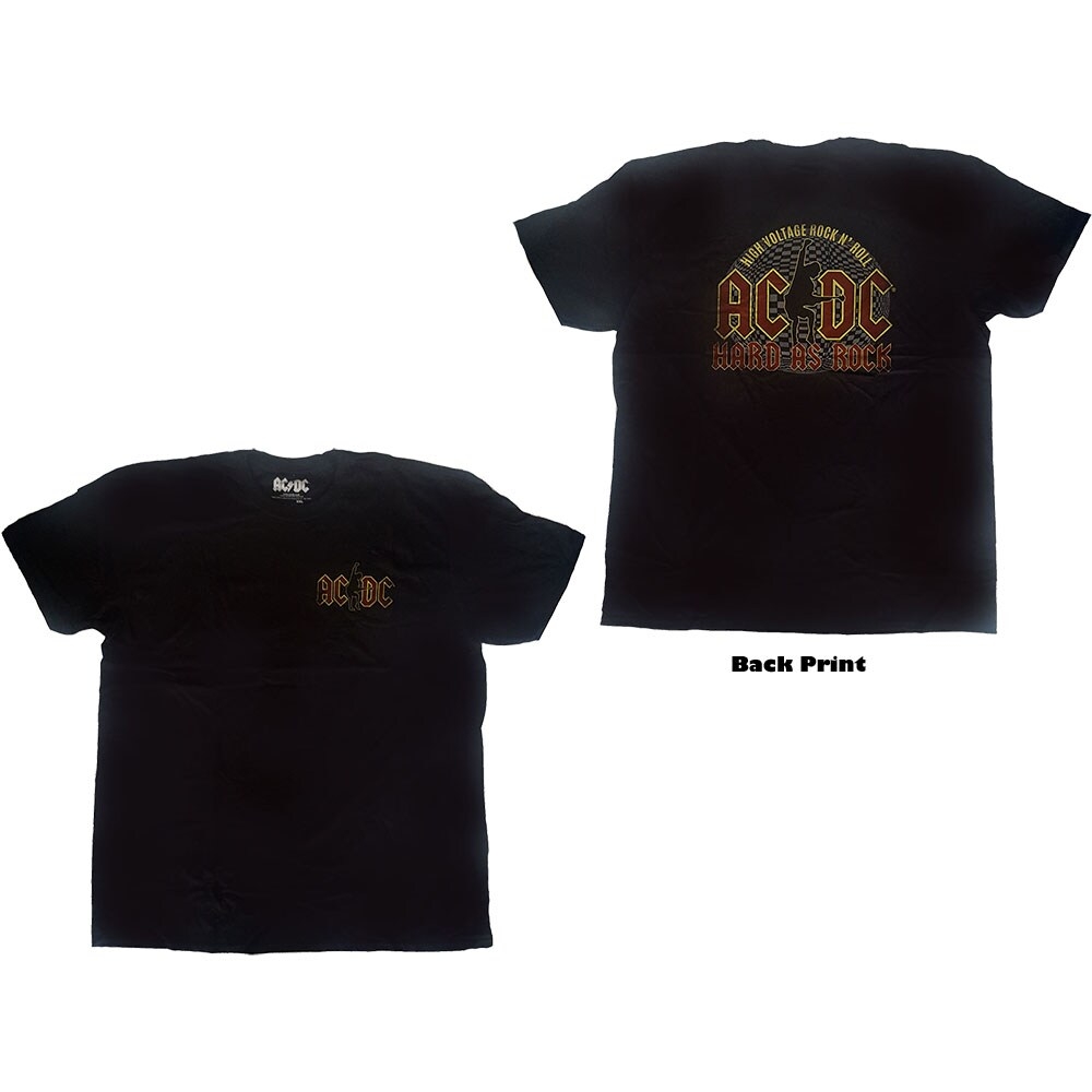 AC/DC Unisex T-Shirt: Hard As Rock (Back Print) (X-Large)