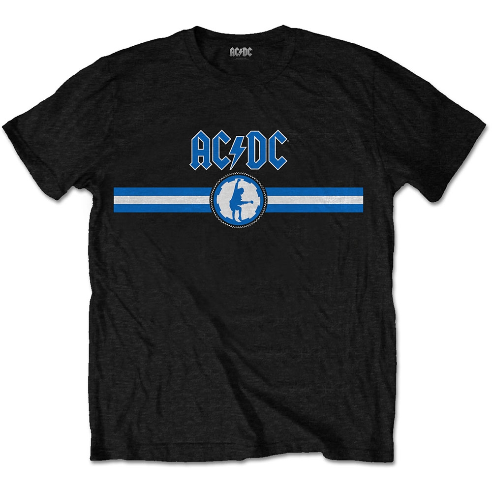 AC/DC Unisex T-Shirt: Blue Logo & Stripe (XX-Large)