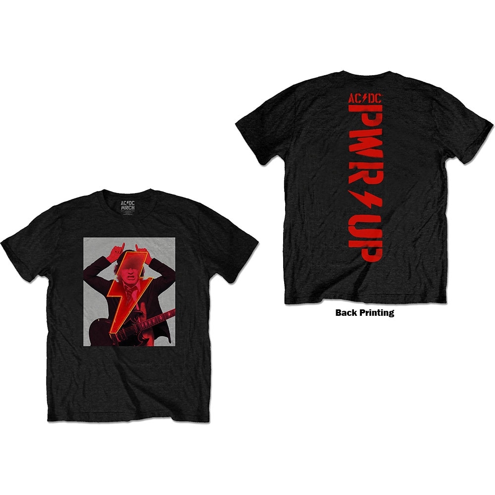 AC/DC Unisex T-Shirt: Angus Finger Horns (Back Print) (XX-Large)