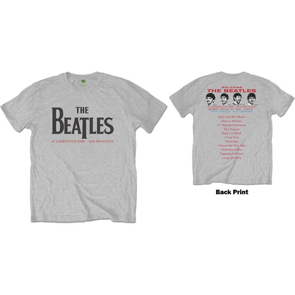 The Beatles Unisex T-Shirt: Candlestick Park (Back Print) (Large)