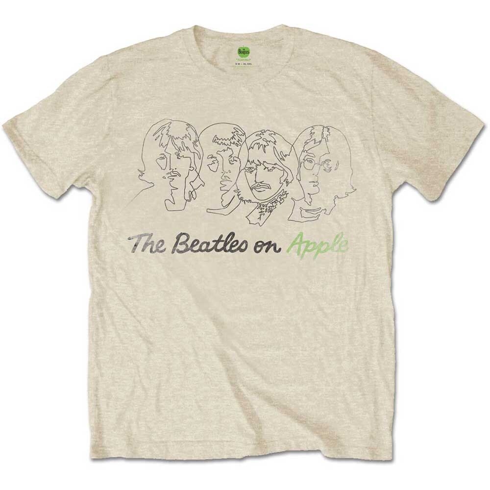 The Beatles Unisex T-Shirt: Outline Faces on Apple (X-Large)