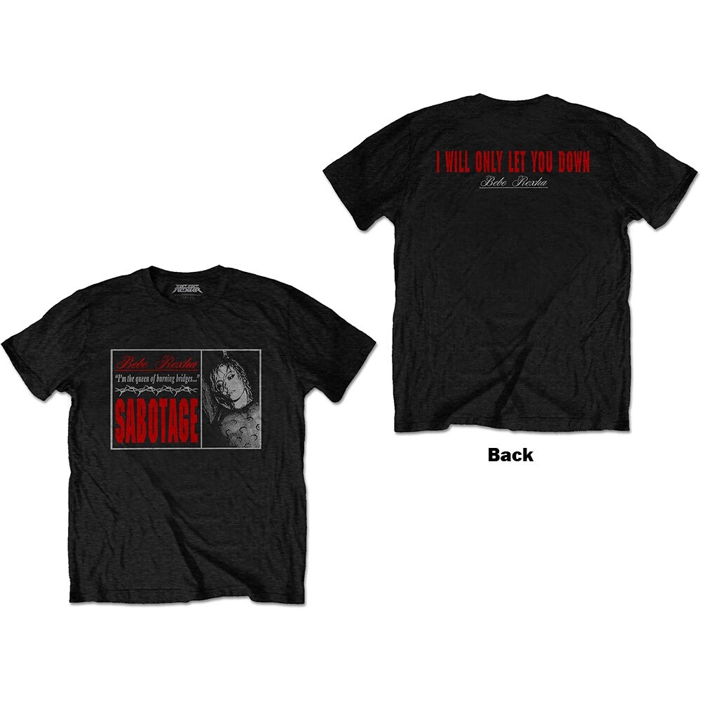 Bebe Rexha Unisex T-Shirt: Sabotage - Let You Down (Back Print) (XX-Large)