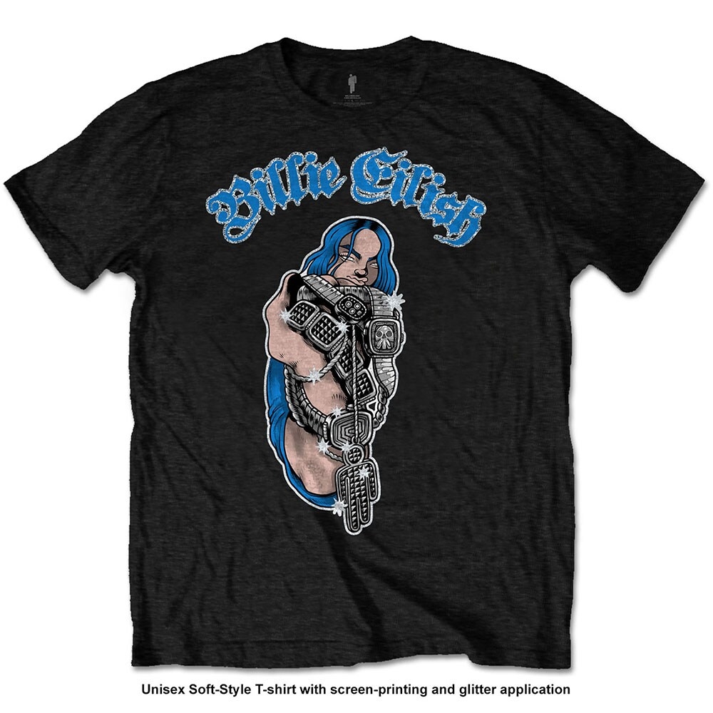 Billie Eilish Unisex T-Shirt: Bling (Glitter Print) (Medium)