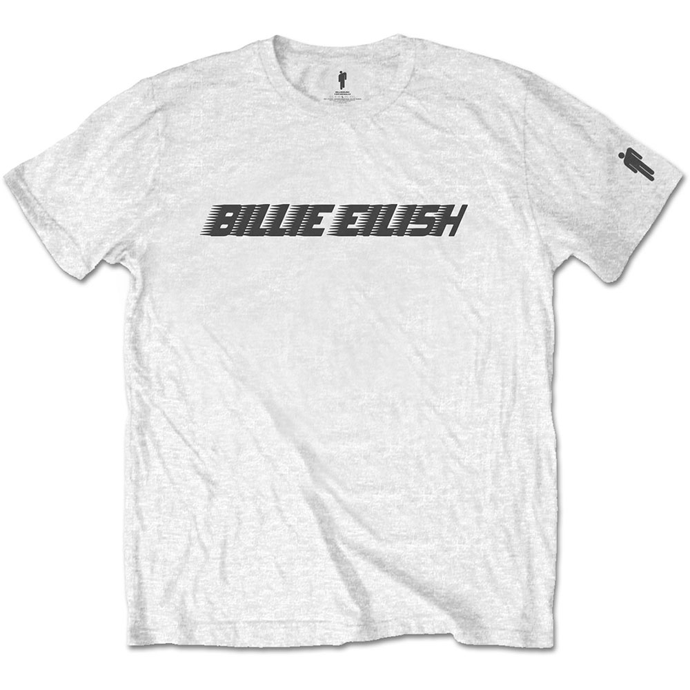 Billie Eilish Unisex T-Shirt: Black Racer Logo (Sleeve Print) (X-Large)