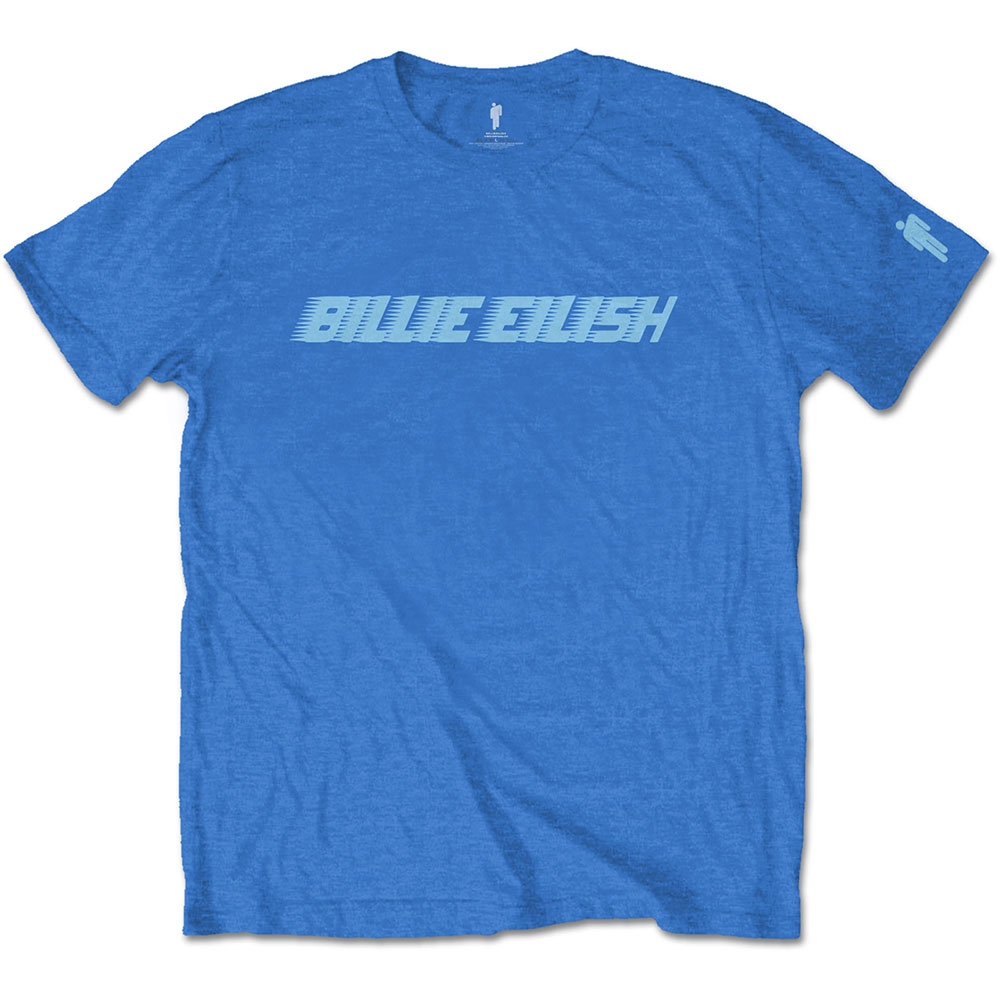 Billie Eilish Unisex T-Shirt: Blue Racer Logo (Sleeve Print) (X-Large)