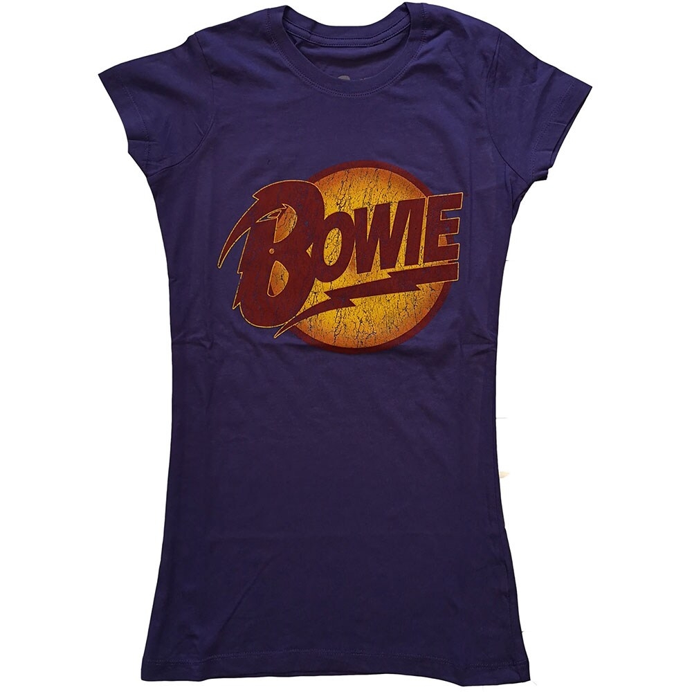 David Bowie Ladies T-Shirt: Vintage Diamond Dogs Logo (Large)