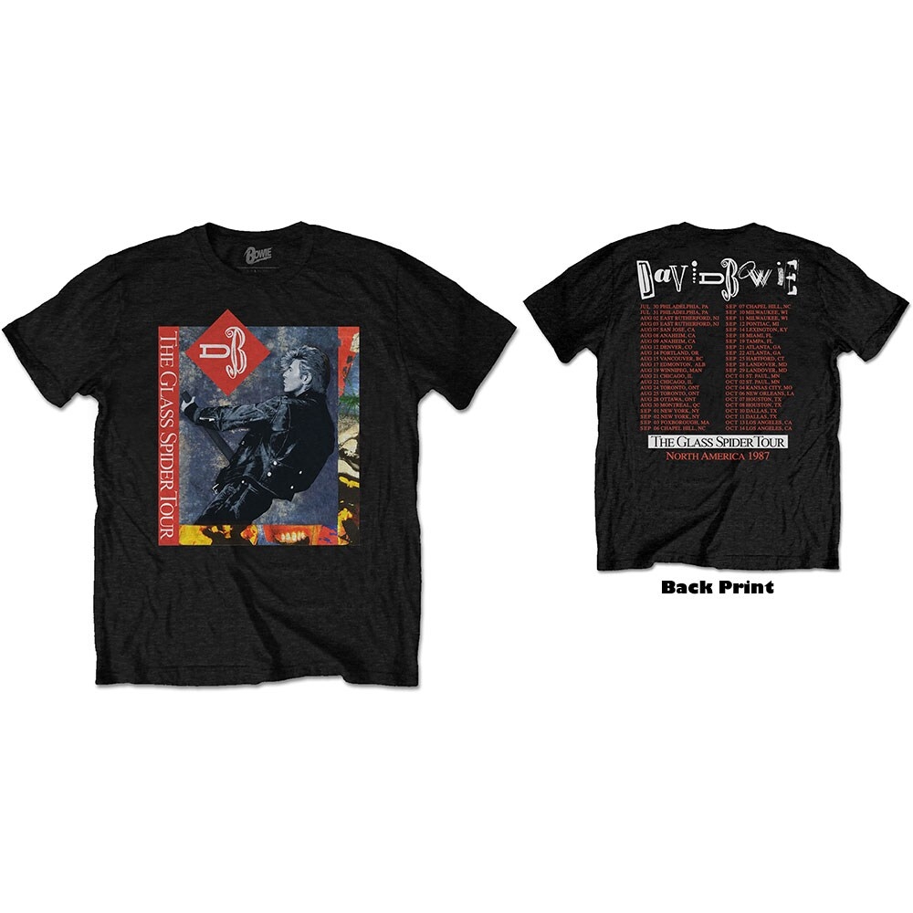 David Bowie Unisex T-Shirt: Glass Spider Tour (Back Print) (Large)