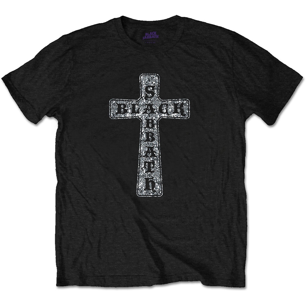 Black Sabbath Unisex Diamante T-Shirt: Cross (Small)