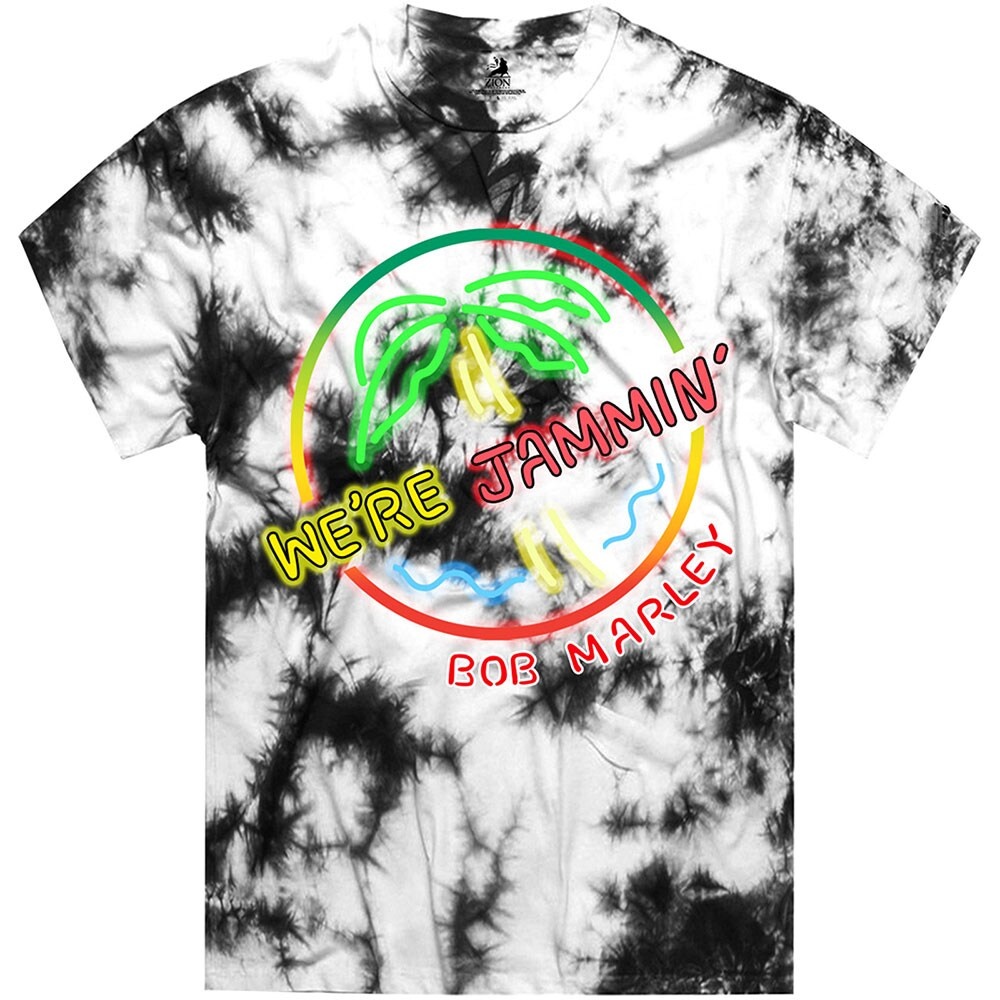 Bob Marley Unisex T-Shirt: Neon Sign (Dip-Dye) (Medium)