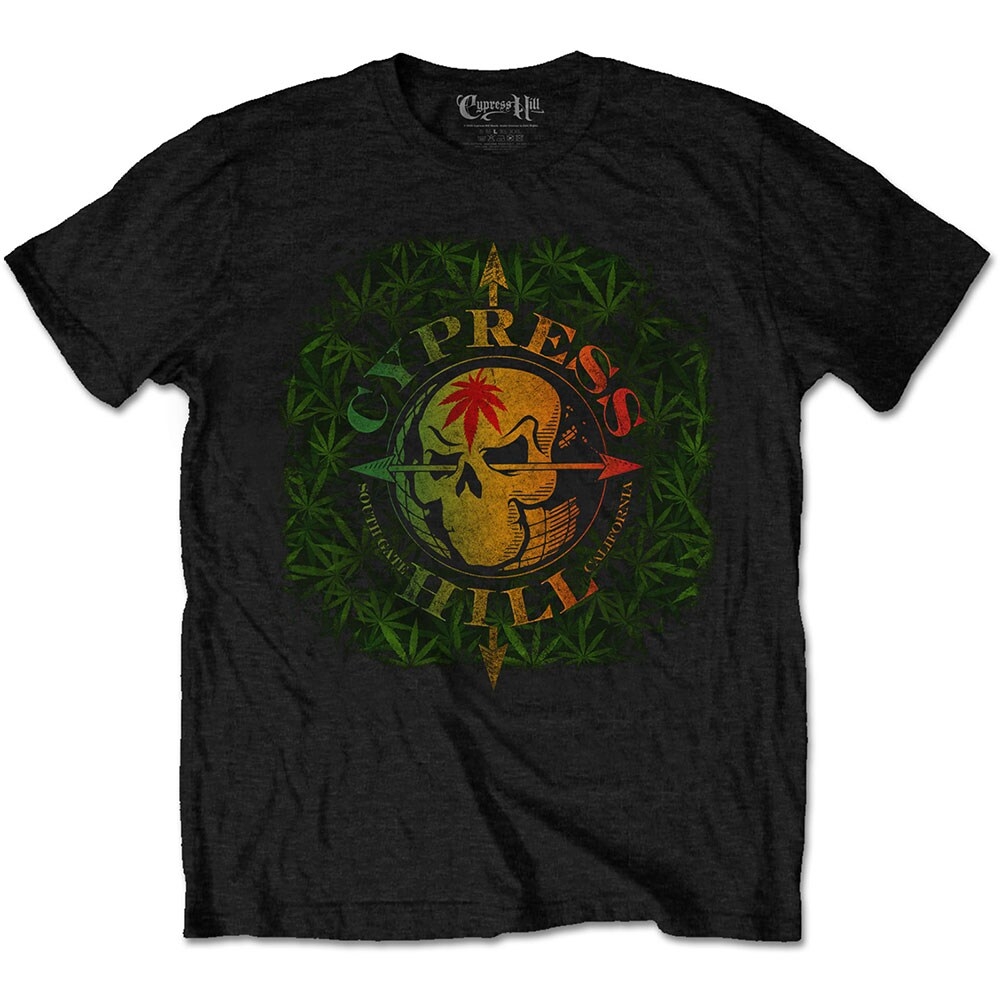 Cypress Hill Unisex T-Shirt: South Gate Logo & Leaves (Small)
