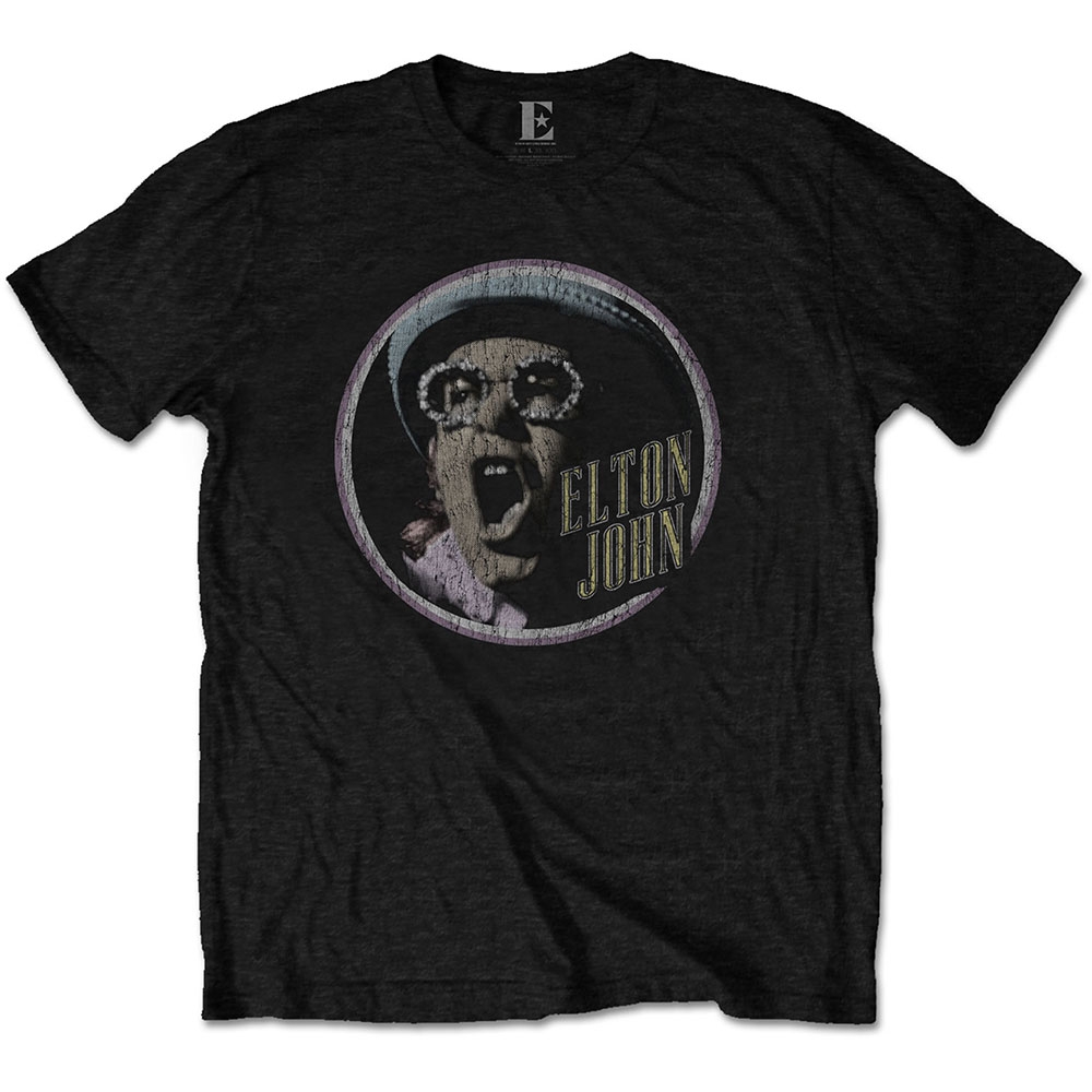 Elton John Unisex T-Shirt: Circle (Large)