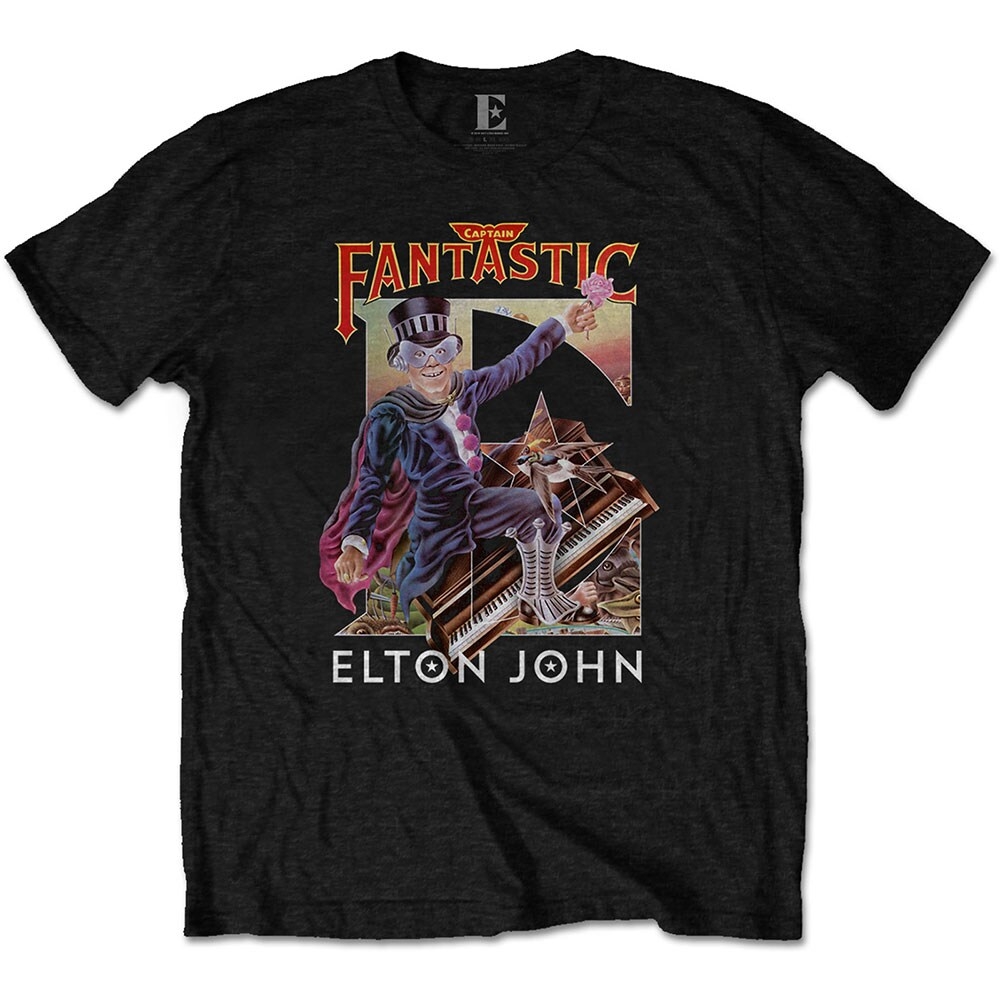 Elton John Unisex T-Shirt: Captain Fantastic (Medium)