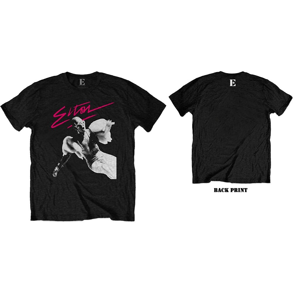 Elton John Unisex T-Shirt: Pink Brush (Back Print) (XX-Large)