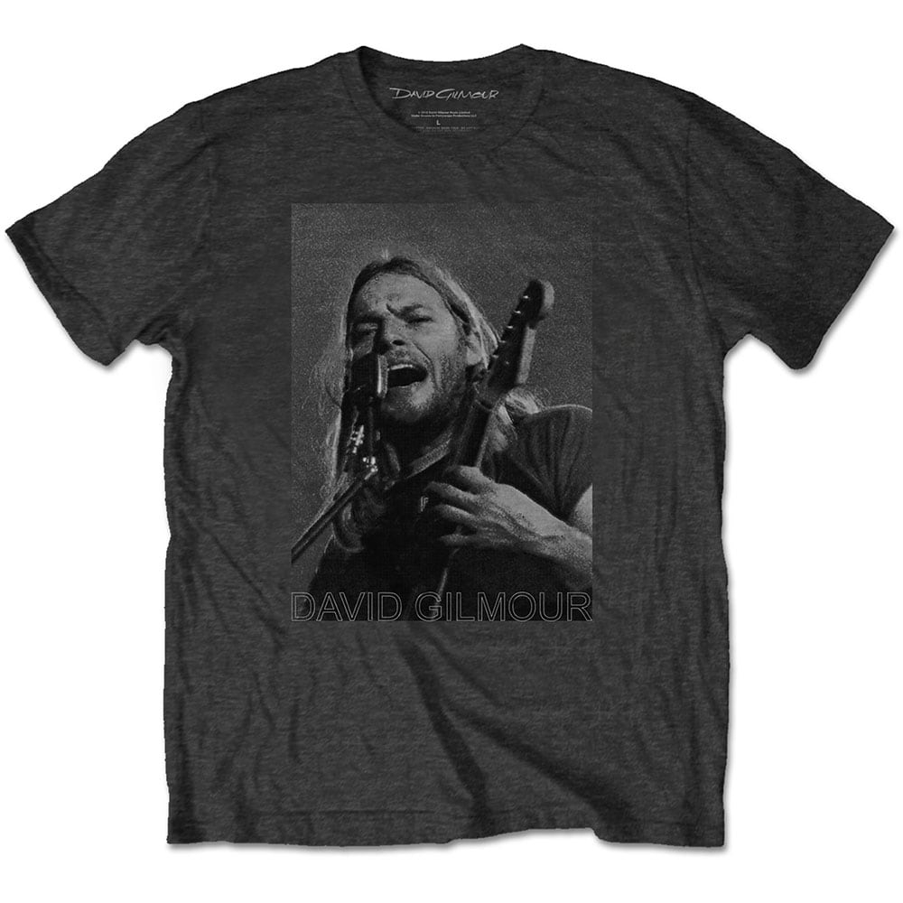 David Gilmour Unisex T-Shirt: On Microphone Half-tone (Large)