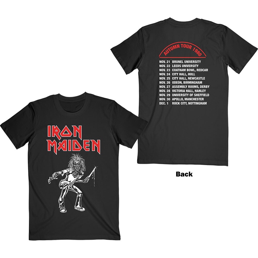Iron Maiden Unisex T-Shirt: Autumn Tour 1980 (Back Print) (XX-Large)