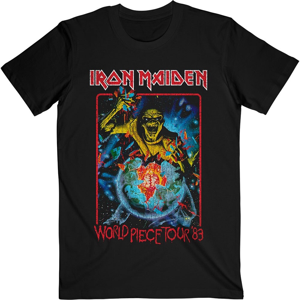 Iron Maiden Unisex T-Shirt: World Piece Tour '84 V.1. (Large)
