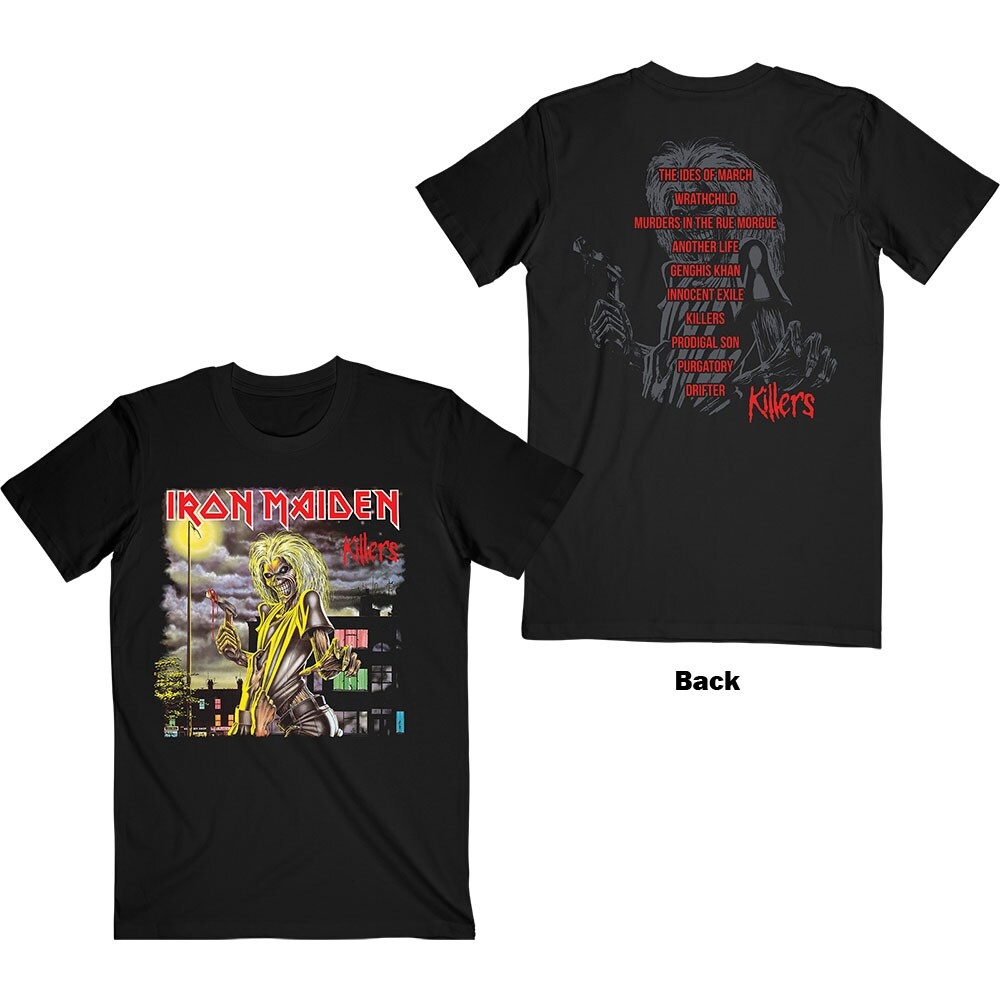 Iron Maiden Unisex T-Shirt: Killers V.2. Album Track list (Back Print) (Small)