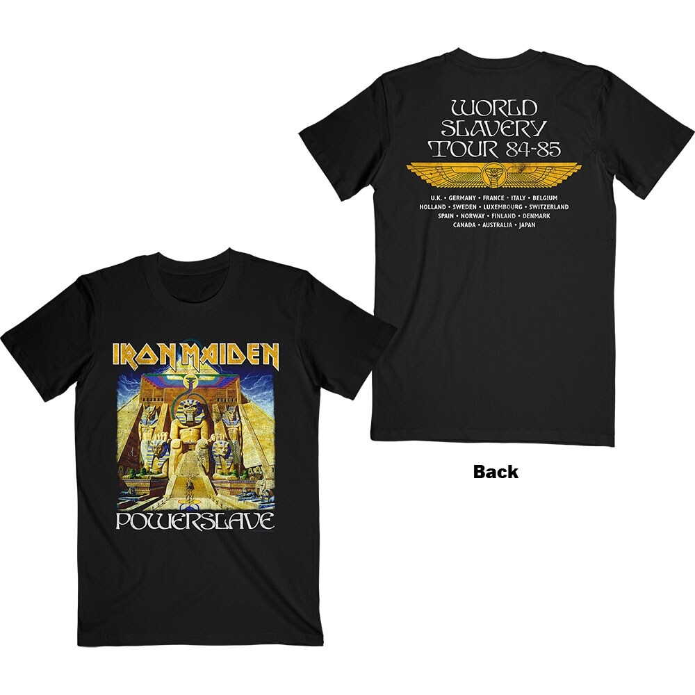 Iron Maiden Unisex T-Shirt: Powerslave World Slavery Tour (Back Print) (X-Large)