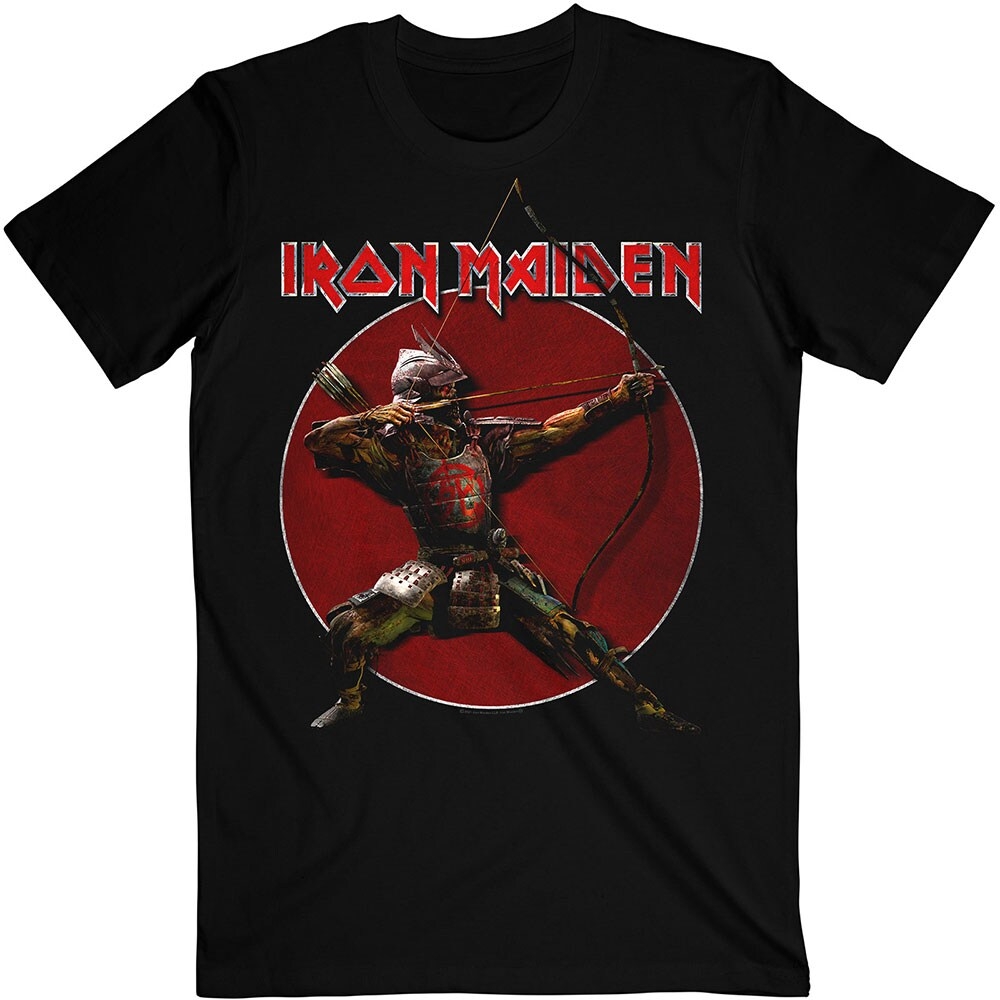 Iron Maiden Unisex T-Shirt: Senjutsu Eddie Archer Red Circle (Large)