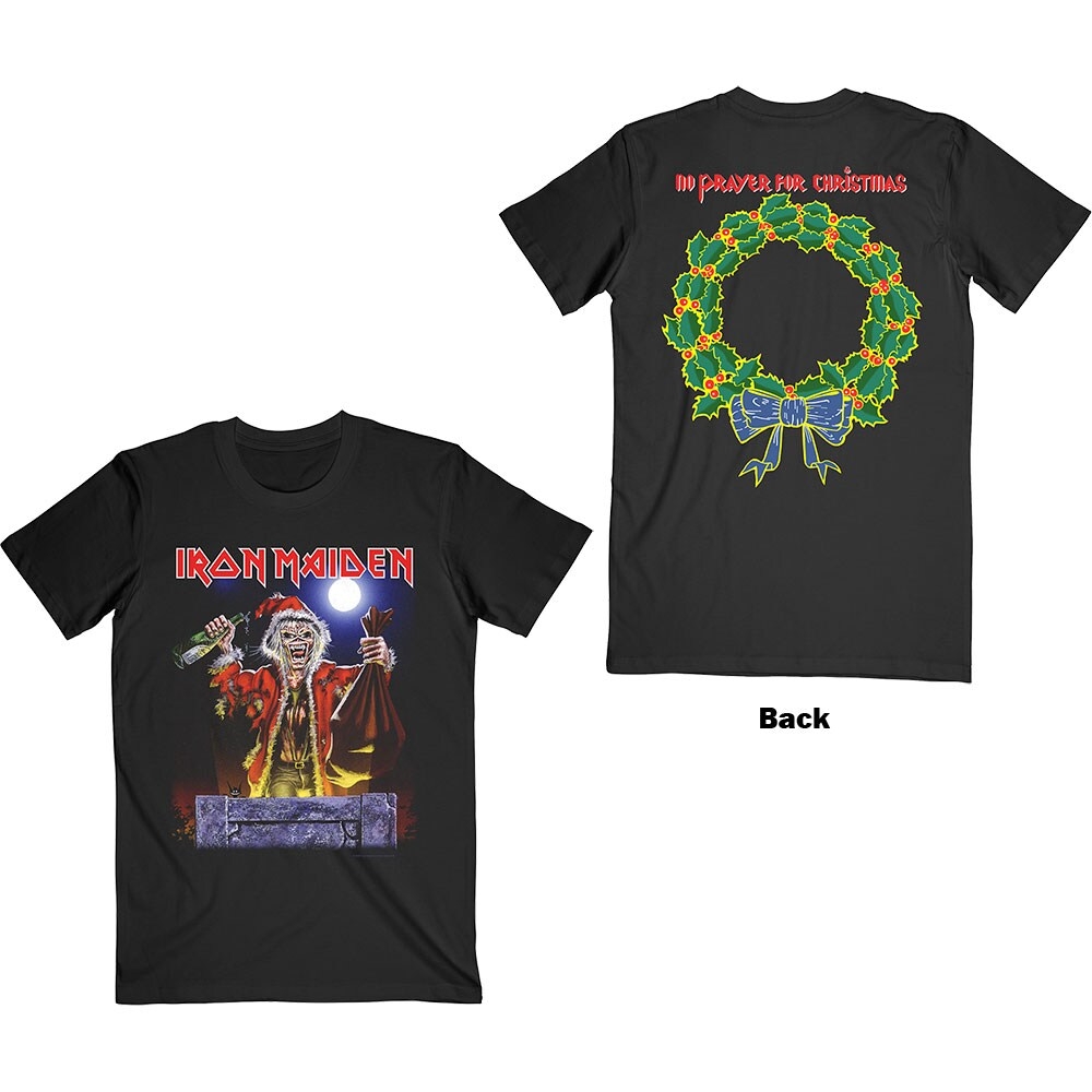 Iron Maiden Unisex T-Shirt: No Prayer For Christmas (Back Print) (Large)