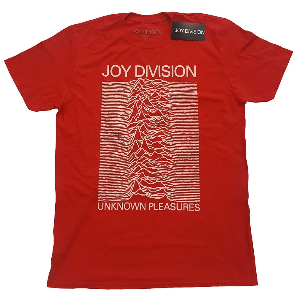 Joy Division Unisex T-Shirt: Unknown Pleasures White On Red (X-Large)