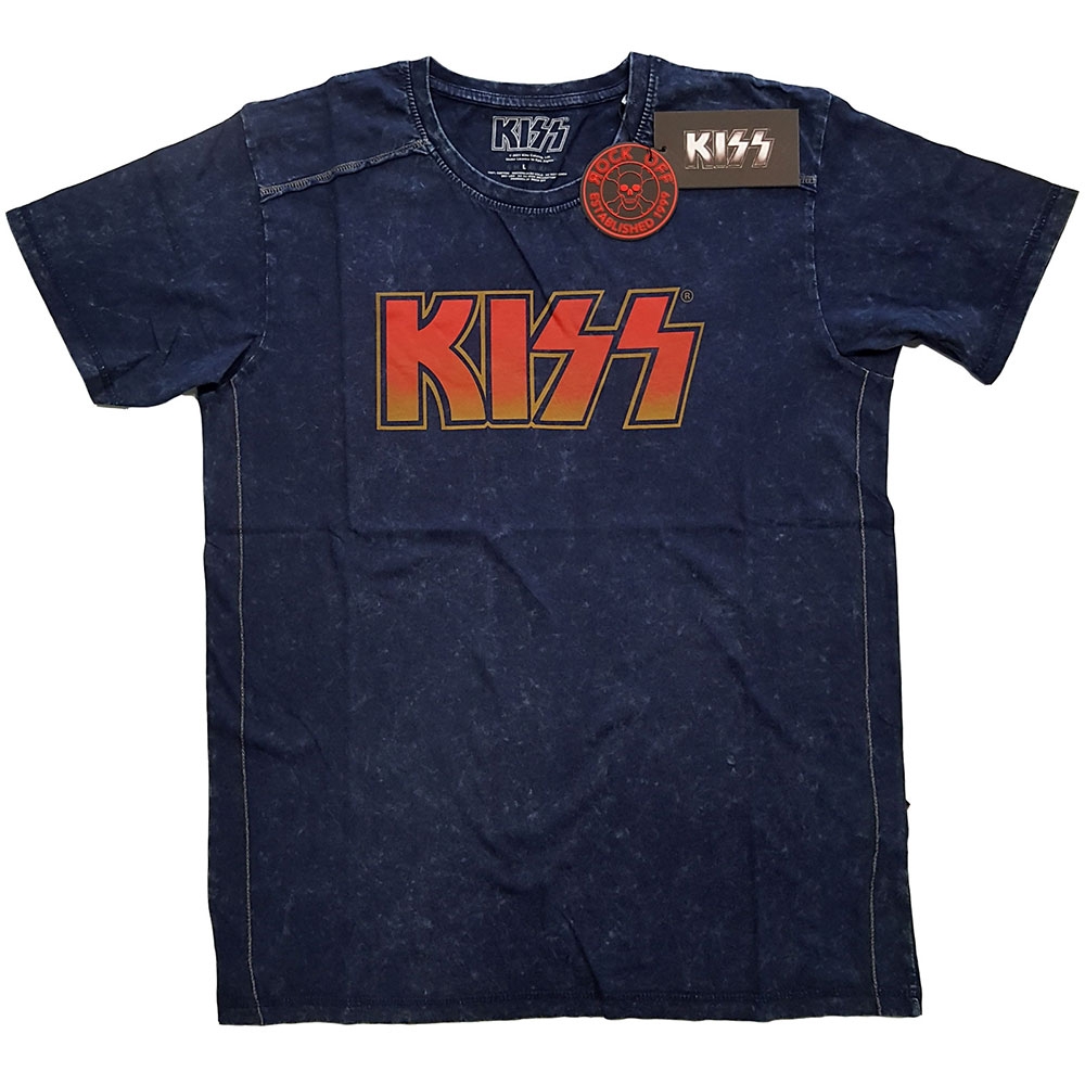 KISS Unisex Snow Wash T-Shirt: Classic Logo (Large)