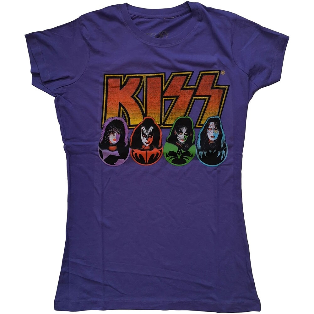 KISS Ladies T-Shirt: Logo, Faces & Icons (Small)
