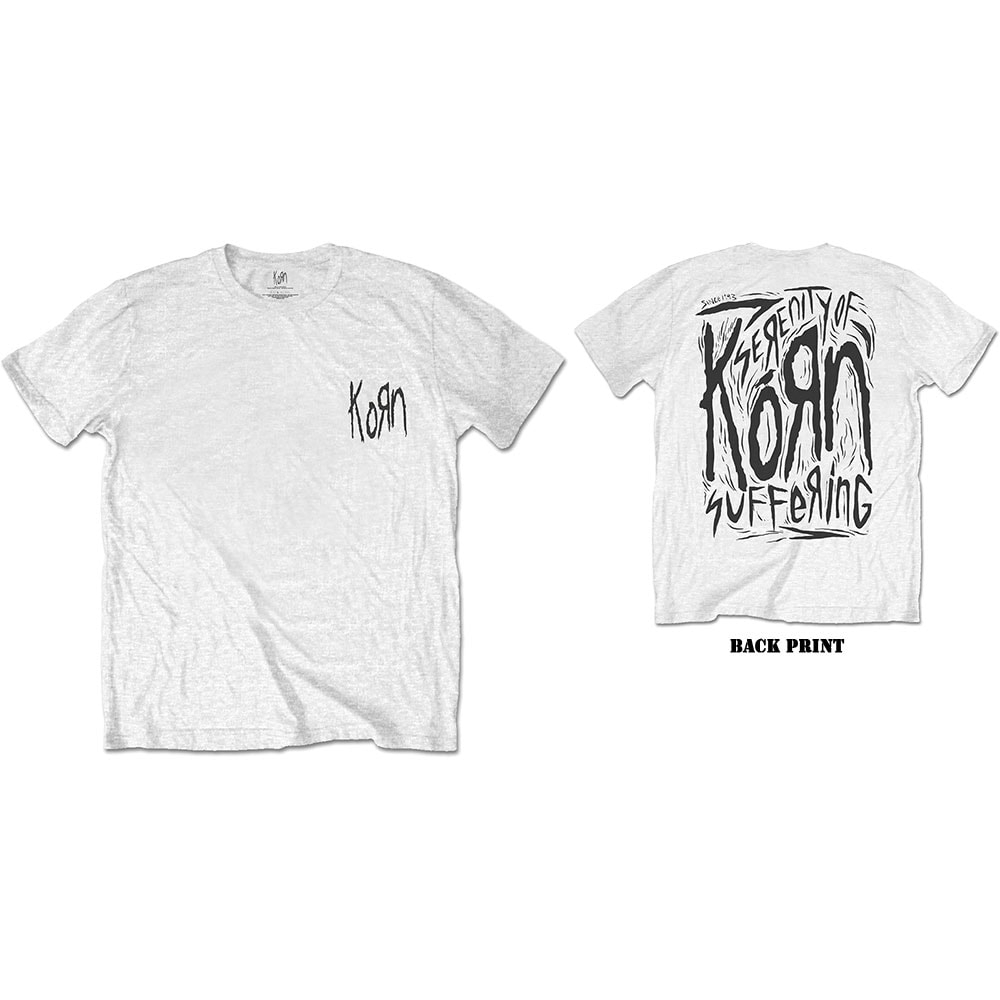 Korn Unisex T-Shirt: Scratched Type (Back Print) (Large)