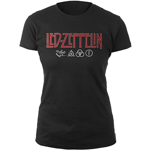 Led Zeppelin Ladies T-Shirt: Logo & Symbols (XX-Large)