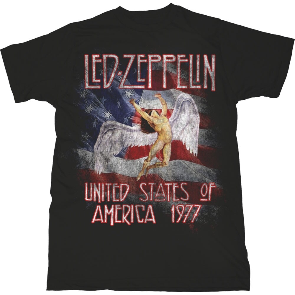 Led Zeppelin Unisex T-Shirt: Stars N' Stripes USA '77. (X-Large)