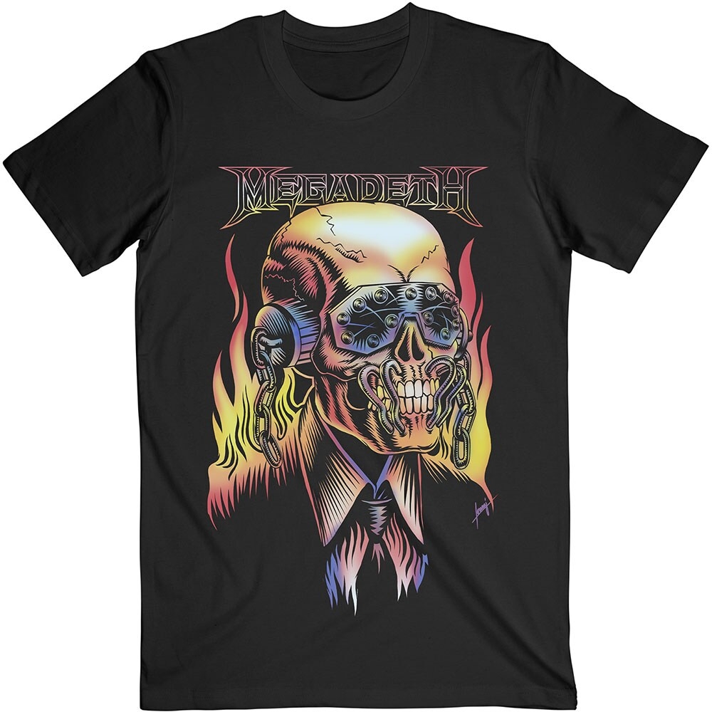 Megadeth Unisex T-Shirt: Flaming Vic (Medium)