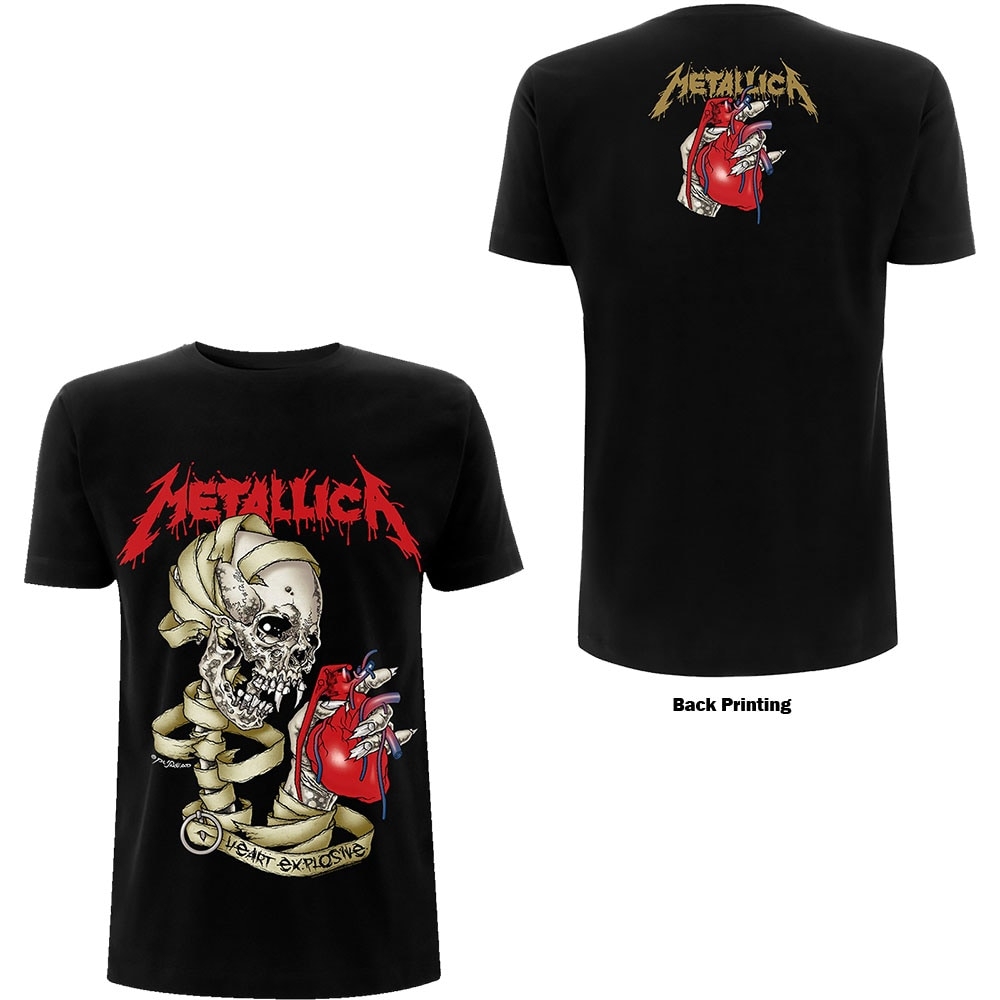 Metallica Unisex T-Shirt: Heart Explosive (Back Print) (Small)