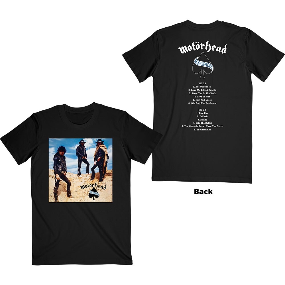 Motorhead Unisex T-Shirt: Ace of Spades Track list (Back Print) (X-Large)