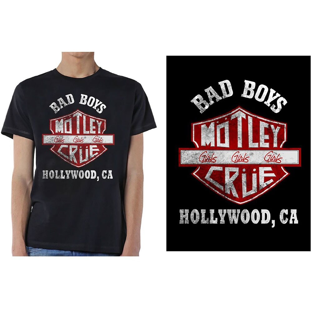 Motley Crue Unisex T-Shirt: Bad Boys Shield (Small)