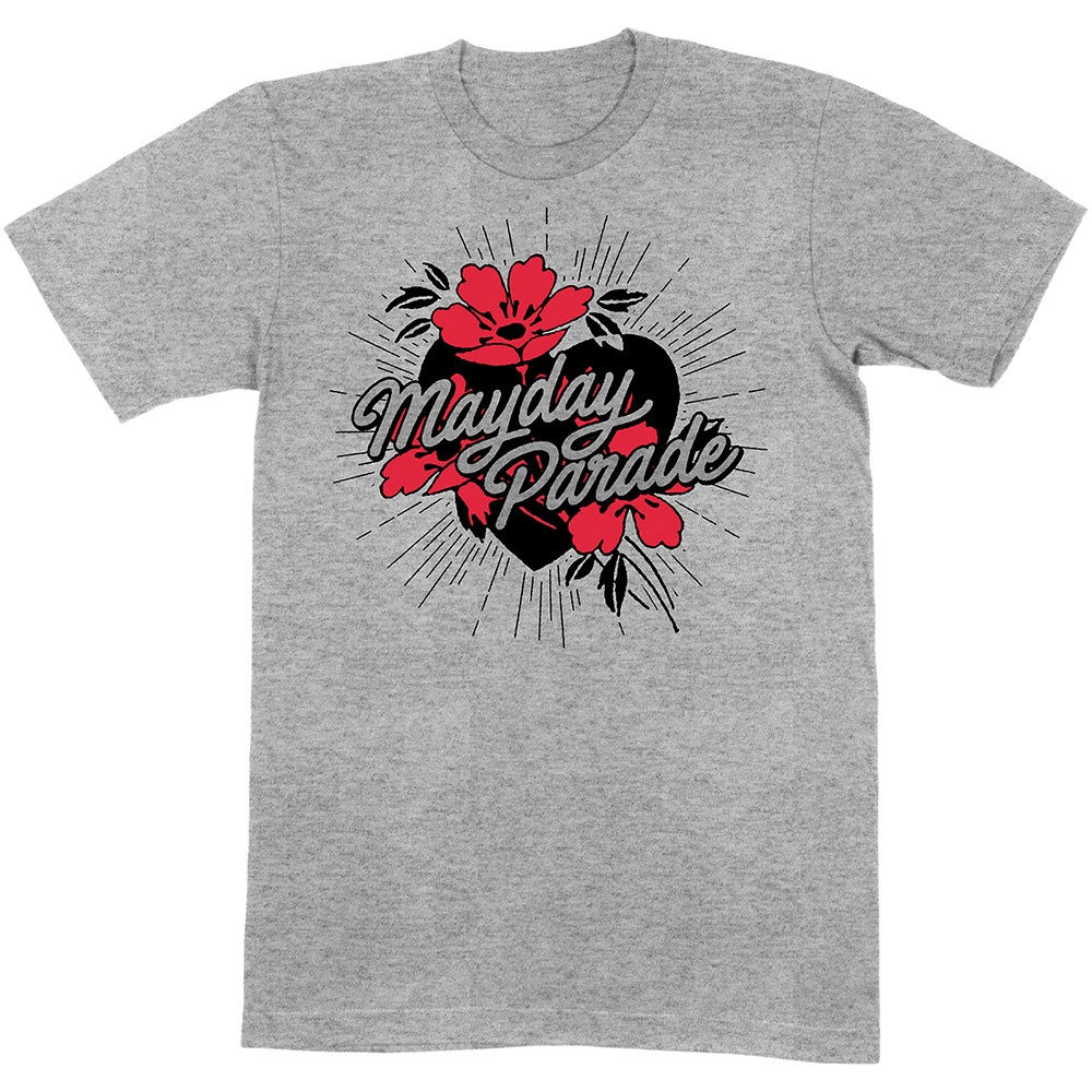 Mayday Parade Unisex T-Shirt: Heart and Flowers (Small)