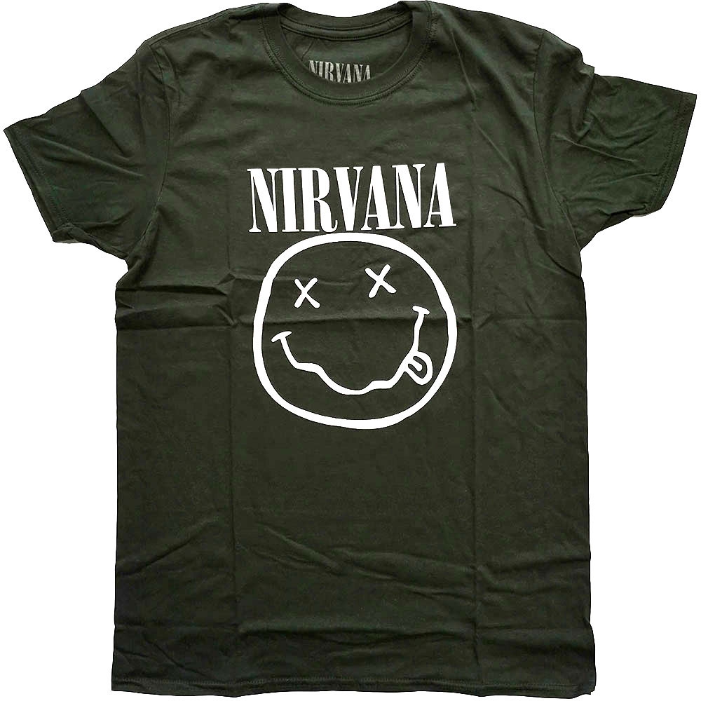 Nirvana Unisex T-Shirt: White Smiley (Small)