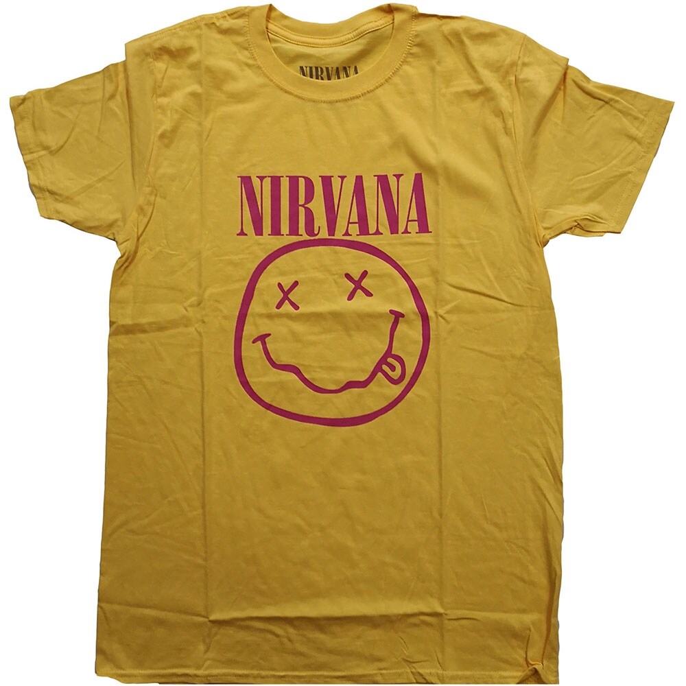 Nirvana Unisex T-Shirt: Pink Smiley (X-Large)