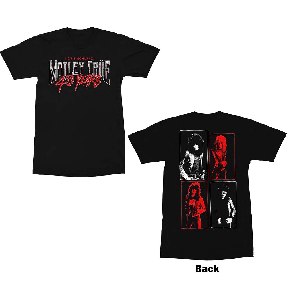 Motley Crue Unisex T-Shirt: 40 Years (Back Print) (Large)