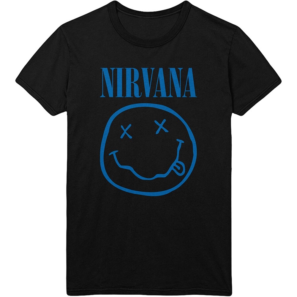 Nirvana Unisex T-Shirt: Blue Smiley (Medium)